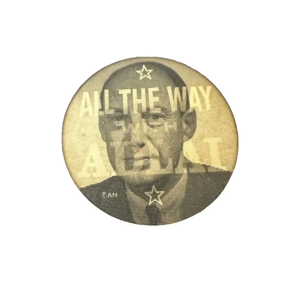 “All The Way With Adlai” Political Campaign Pinback Button Pin Photo Red Vintage